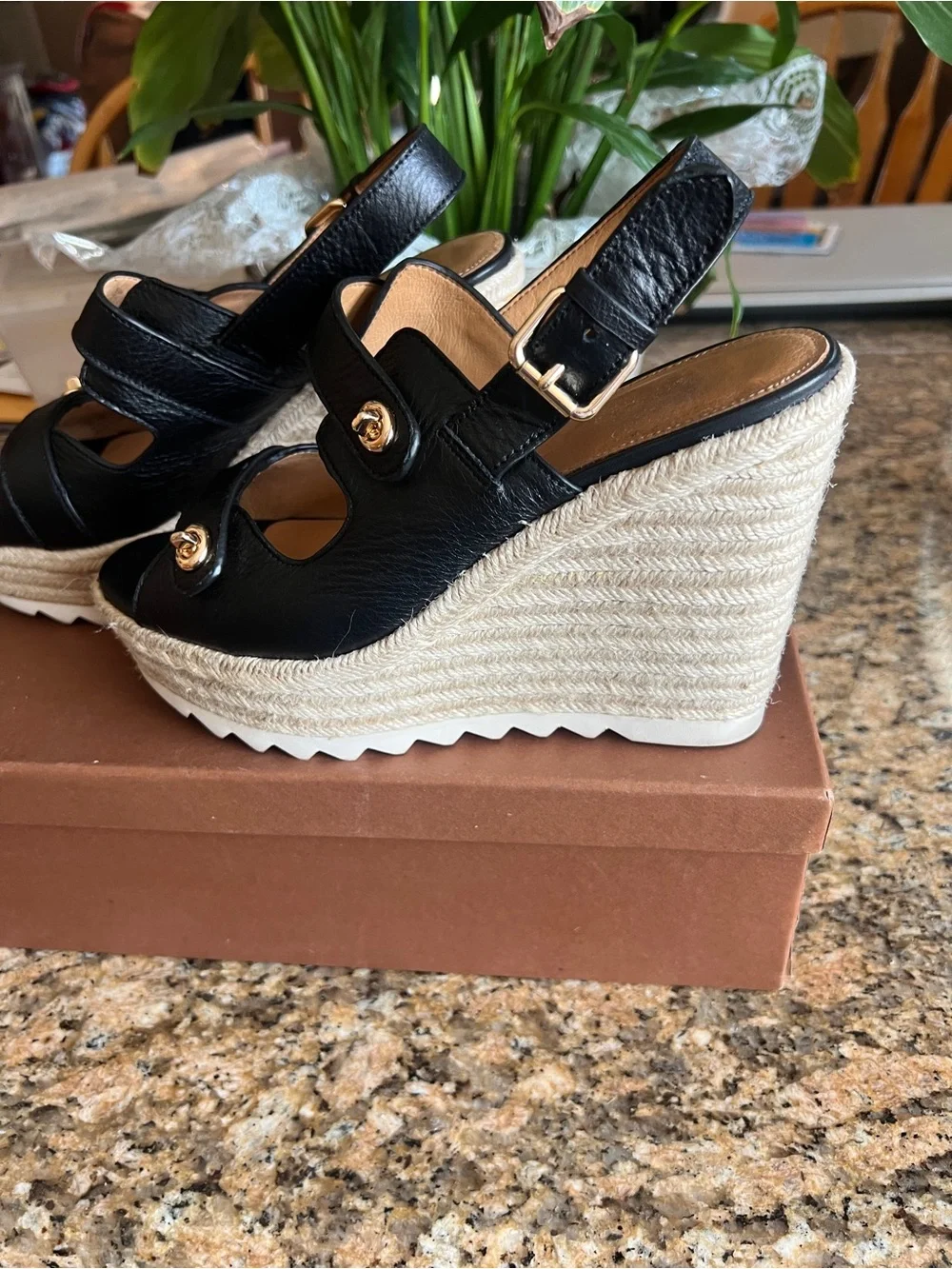 Coach Electra espadrille high wedge sandals